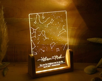 Gepersonaliseerde Constellation Chart Lamp - Gift Star Map op Nachtlampje - Cadeau voor vriend / vriendin - Stars Chart Cadeau voor koppels