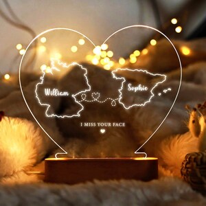 Veilleuse carte personnalisée 2 états - Cadeau personnalisé - Cadeaux meilleur ami - Cadeau amitié longue distance - Cadeau déménagement - Cadeau pour ami