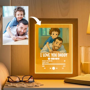 Custom Ghibli Style Dad Night Light – Personalized Photo Song Frame – Father’s Day Music Gift with Picture - Personalised Dad Gift from Kids
