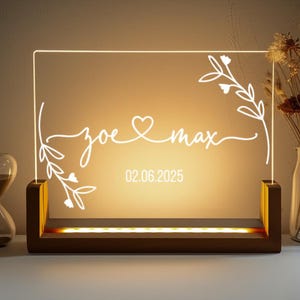 Custom Night Light as Valentines Day Gift - Romantic Gift for Couple - Gift for Him - Names And Date - Engagement Gift - Anniversary Gift