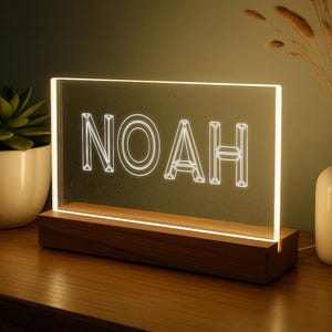 Custom Nursery Night Light with Name – Personalized Acrylic LED Lamp for Kids, Baby, Toddler Room, Ideal for Baby Showers, Personalized Baby