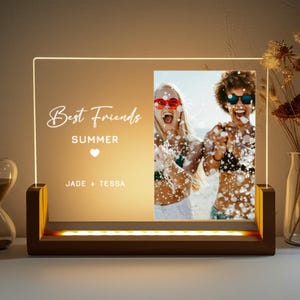 Best Friend Gift Custom Acrylic LED Lamp with Picture, Personalized Friendship Photo Night Light Keepsake, Summer Memory Decor, Besties Gift