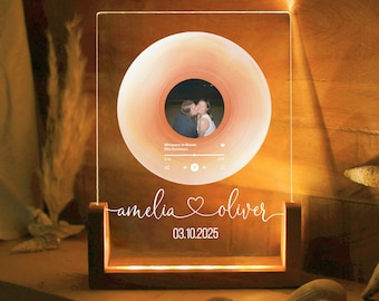 Personalized Vinyl Record Print with Photo - Acrylic Song Plaque - Anniversary Gift for Friends - Birthday Gift for Her Him - Christmas Gift