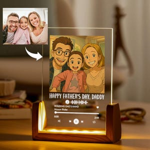 First Father’s Day Ghibli Photo Light – Custom Dad & Baby Acrylic Plaque – Personalized Gift for New Dads - Gift for Daddy - Dad Photo Gift