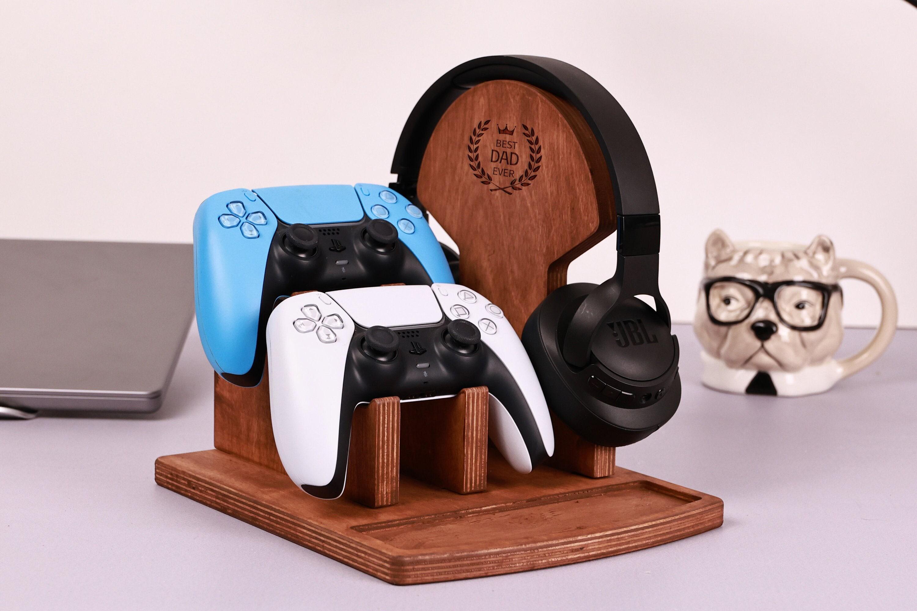 Custom Wooden Controller and Headset Stand Gift - Husband Birthday Gift - Gamer Room Decor - Christmas Gift for Dad - Tech Accessories Gifs