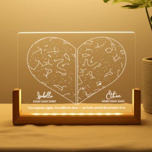 Romantische Herz Sternenkarte LED-Licht für Paare, benutzerdefinierte Himmelskarte, bedeutungsvolles Andenken für Liebhaber, Jubiläumsgeschenk für Paare, frisch vermählte Geschenke