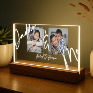 LED Acrylic Daddy & Me Photo Light – Custom Gift for Dad from Son Daughter – Fathers Day Keepsake - New Papa Gift - 1st Fathers Day Gift
