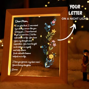 Luz de noche personalizada con letra manuscrita - Regalo para mamá - Regalos de cumpleaños para abuelas y mamás - Ideas de regalos para el Día de la Madre - Regalo para el Día de la Madre