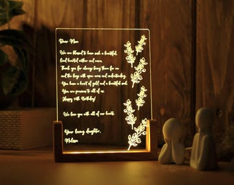 Personalized Hand-Written Letter Night Light for Mom - Gift for Mom - Grandma Mommy Birthday Gifts - Mothers Day Gift - Christmas Mom Gifts