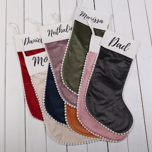 Personalized Velvet Christmas Stocking - Name Stockings - Family Stockings - Christmas Decor - Xmas Red White Blue Green Handmade Stockings