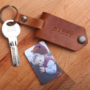 Porte-clés personnalisé pour papa - cadeau fête des pères - 1ère fête des pères - cadeau nouveau papa - porte-clés photo en cuir - porte-clés pour papa