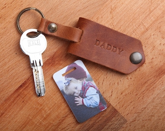 Personalized Key Chain for Dad - Father's Day Gift - 1st Father's Day - New Dad Gift - Leather Photo Keychain - Keychain for Daddy