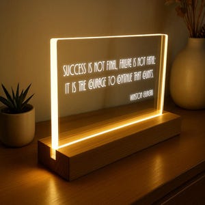 Lampada LED in acrilico personalizzata con citazione motivazionale, luce notturna personalizzata per ufficio, camera da letto, versetto della Bibbia o regalo di laurea, idea regalo per la nuova casa