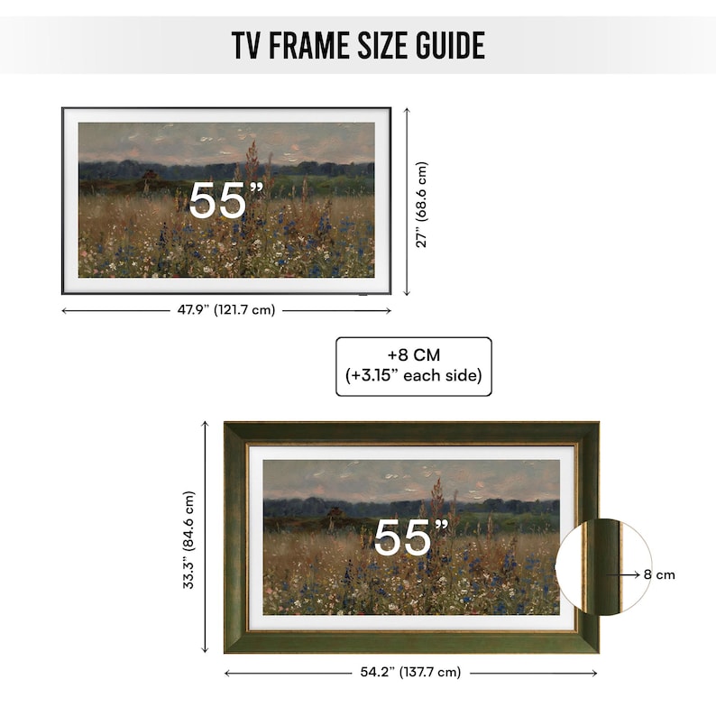 Gold Gilded TV Frame, Compatible for Samsung Frame, Custom TV Frame, 32, 43, 50, 55 Inch Ornate Frame, TV Frame for Your Samsung Frame Tv image 8