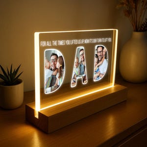 Custom DAD Light with Photos, Personalized Night Lamp Gift for Daddy, Father’s Day Gift Idea,Personalized Father Gift,Gift for Daddy Papa