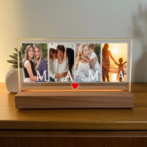 Lâmpada LED para colagem de fotos personalizada da MAMA, presente fotográfico personalizado para a mãe, luz exclusiva para o aniversário da mãe, colagem de fotos personalizada, a melhor colagem de fotos para a mãe