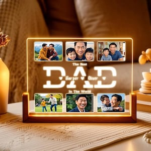 Custom Dad Lamp, LED Photo Gift, Fathers Day Gift, Light for Dad, Photo Collage Gift, Dad Room Decor - Gift for Dad - Birthday Gift for Dad