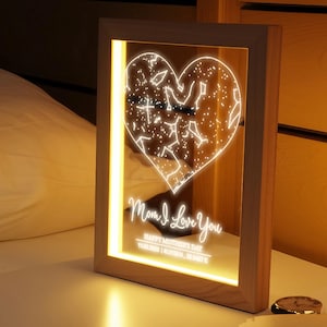 Luz nocturna con mapa estelar personalizado - Regalo de cumpleaños para mamá - Constelación estelar grabada - Regalo de mapa estelar - Regalo personalizado para mamá - Regalo para el Día de la Madre