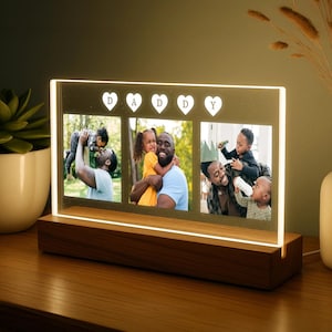 Custom Daddy Photo Night Lamp – Personalized Dad Gift – Father’s Day Keepsake Gift from Daughter or Son - Dad Photo Gift - Dad Birthday Gift