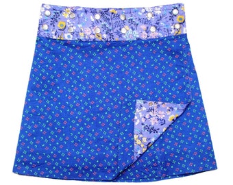 JEP Holland  Reversible Girls Wrap Skirt With Snap Button, Cotton Skirt, Snap Skirt, Universal Size, Adjustable Teen Skirt