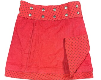 JEP Reversible Girls Wrap Skirt, Teen Comfortable Skirt, Universal Size, Girls Mini Corduroy Skirt, Adjustable Waist Size- 56 cm To 92 cm