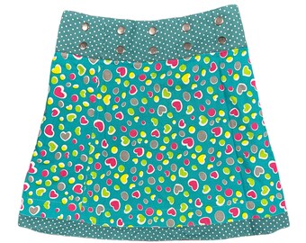 JEP Reversible Girls Wrap Skirt With Snap Button, Cotton Skirt, Snap Skirt, Universal Size, Adjustable Teen Skirt, Waist Size 56cm to 92cm