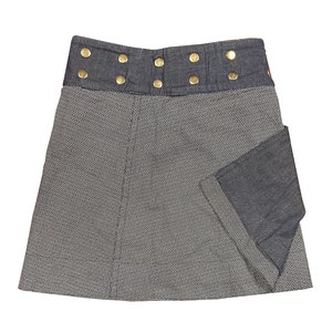 JEP Reversible Wrap Skirt, Girl's Snap Skirt, Teens Clothing Skirt, Universal Skirt, Denim And Cotton Skirt, Waist Size 56cms To 92cms afbeelding 1