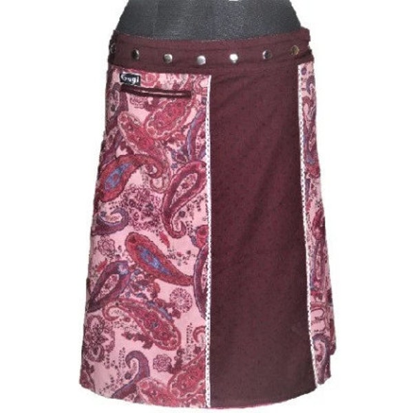 Jep Holland Falda reversible clásica con bolsillo, falda estampada, falda a presión, falda de verano, falda de encaje