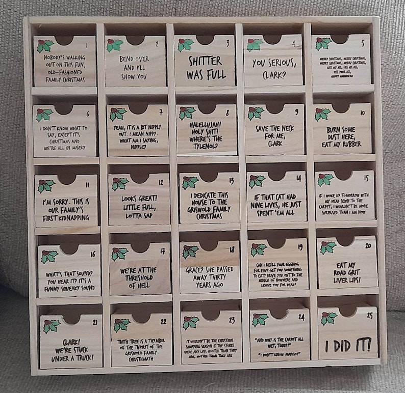 Wooden Advent Calendar Inspired by National Lampoons Christmas Vacation