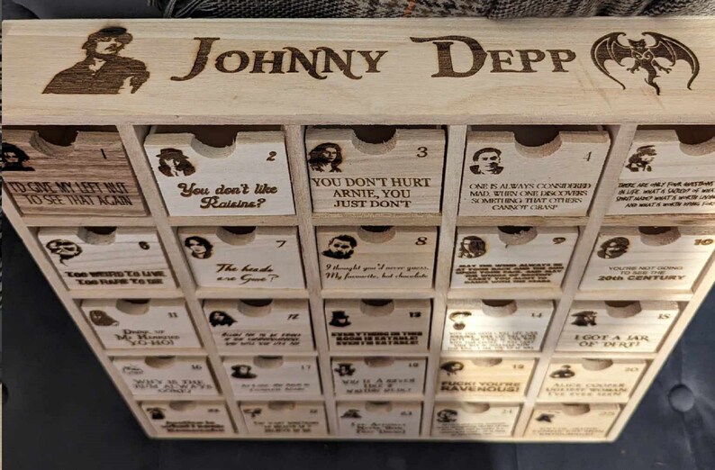 Wooden Advent Calendar Inspired by Johnny Depp Etsy