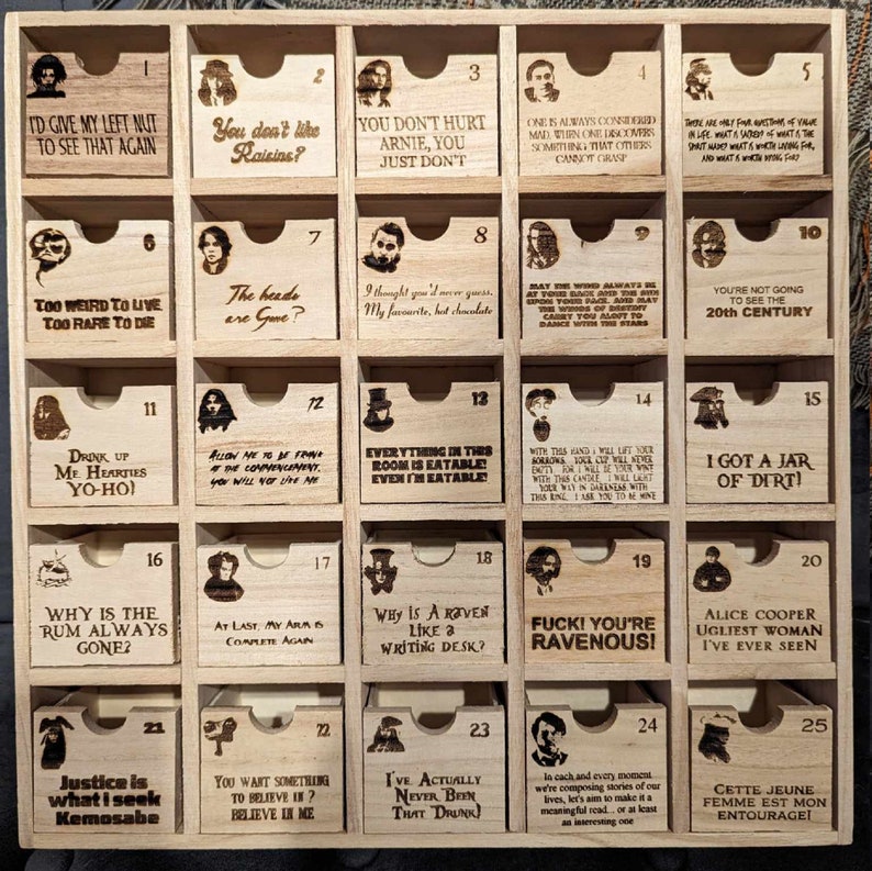 Wooden Advent Calendar Inspired by Johnny Depp Etsy