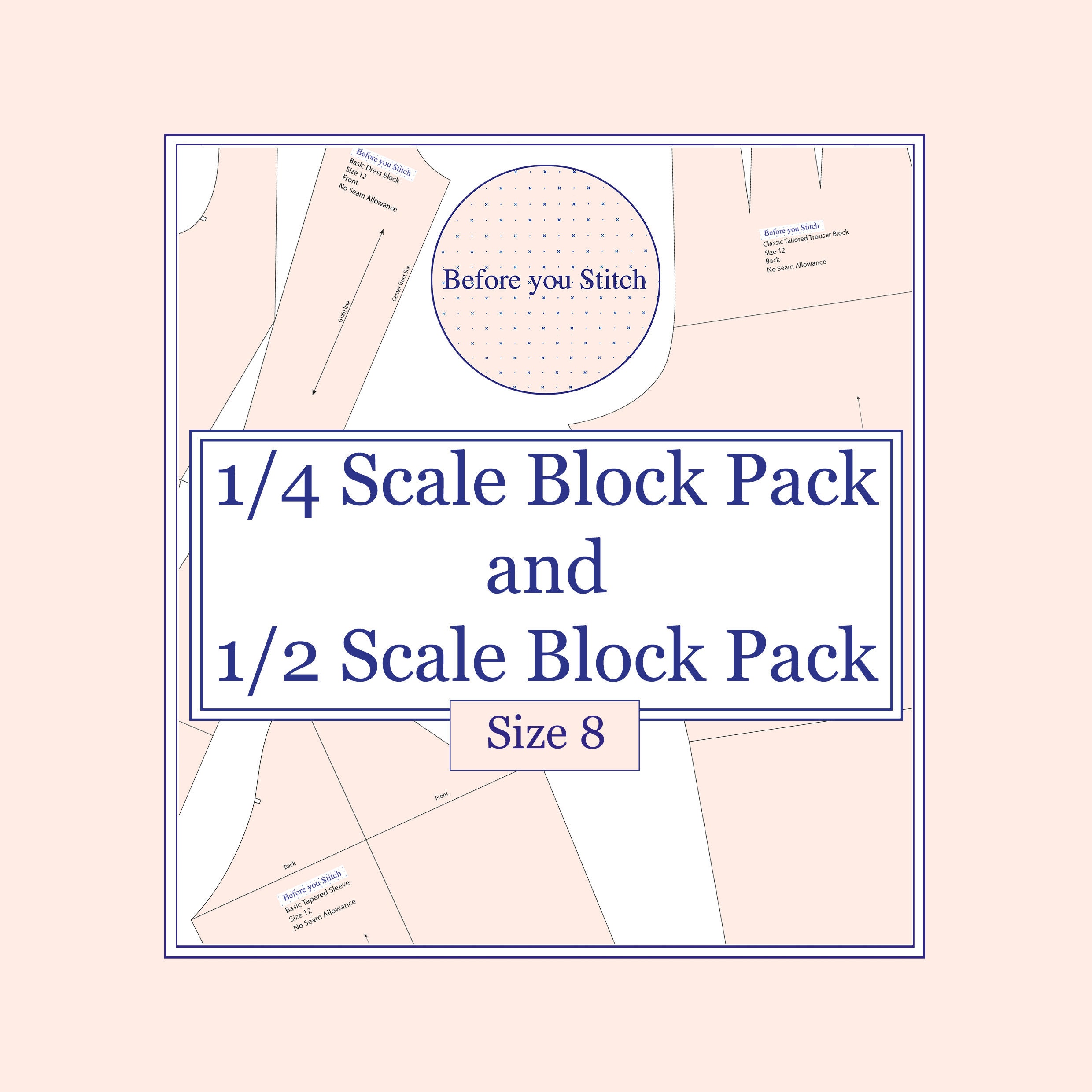 Size 8 - 1/2 Scale and 1/4 Scale Block Patterns Pack - Etsy