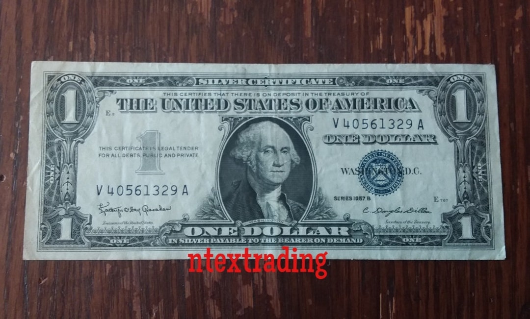 Silver Certificate One Dollar Bill Series 1957B 329A Etsy
