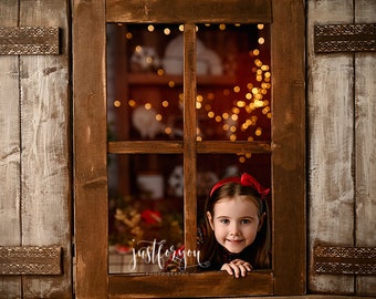 Wooden Window Photo Prop, Studio Decoration (70x50cm)