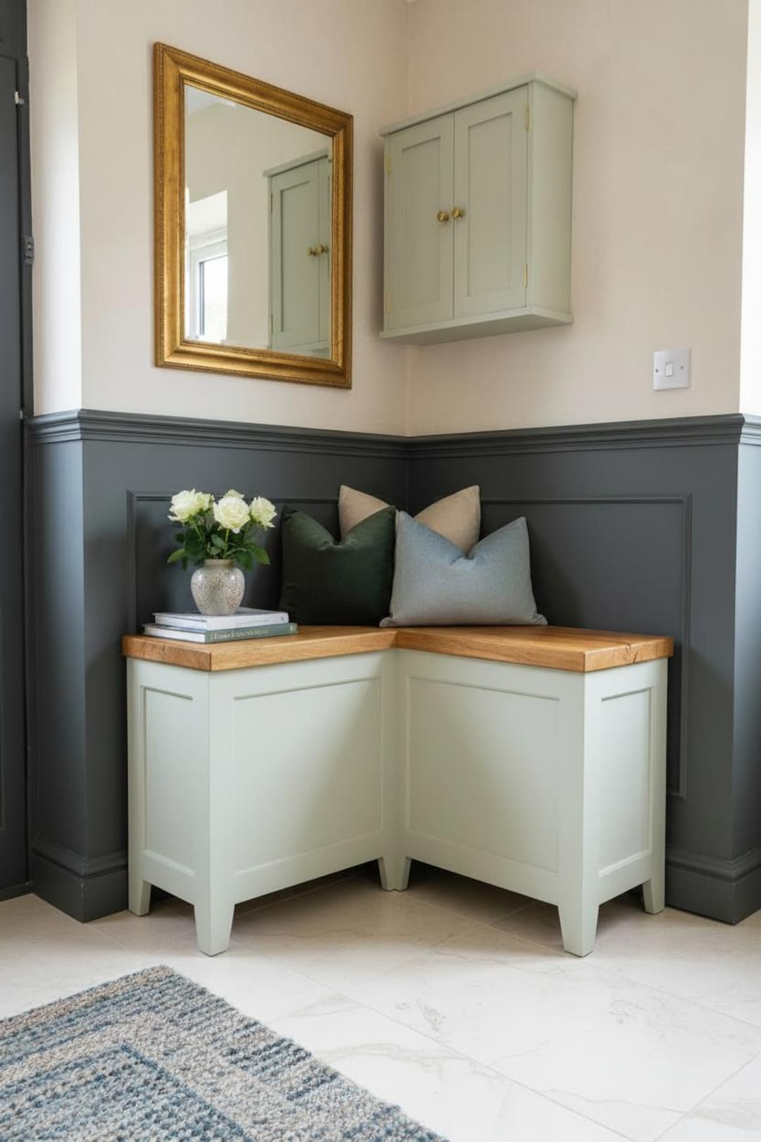 Handmade Solid Wood Storage Bench – Painted Base, Hallway or Living ...