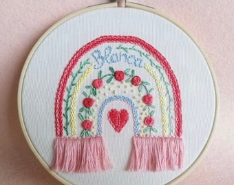 custom embroidery rainbow hoop