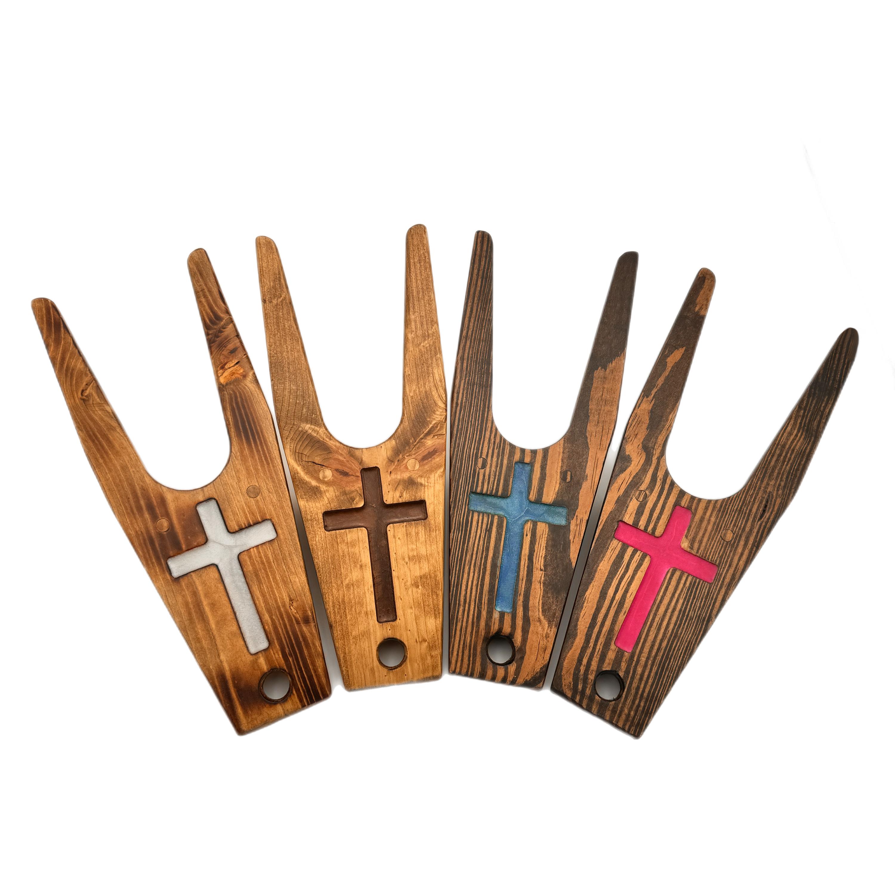 Personalized Boot Jack-Handmade Solid Wood Cowboy Boot Remover with Epoxy Cross - Rustic Western Gift for Dad, Ranch House or Cowboy Wedding