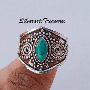 Natural Turquoise Ring, Handmade Silver Ring, 925 Sterling Silver Ring, Turquoise Designer Ring, December Birthstone, GemstoneStone Ring