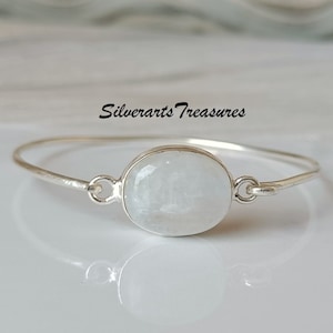 Moonstone Bangle, 925 Sterling Silver Bangle, Handmade Bangle, Beautiful Bangle, Gemstone Bangle, Women Bangle, Gift For Her, Stylish Bangle