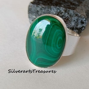 Natural Malachite Ring, Gemstone Ring, Handmade Ring, Women Ring, 925 Sterling Silver, Giftable , Stylish Ring, Party Wear Ring, Gift Silver