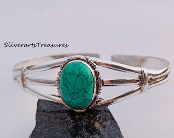 Handmade Sterling Silber Türkis Armreif: Edelstein Schmuck