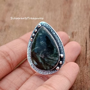 Seraphinite Ring, 925 Sterling Silver Ring, Handmade Ring, Gemstone Ring, Green Seraphinite Ring, Women Ring, Beautiful Ring, Unique Ring
