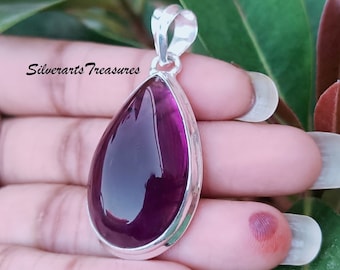 Natural Amethyst Pendant, Handmade Silver Pendant, 925 Sterling Silver Pendant, Realtionship Pendant, Anniversary Pendant, Gemstone Pendant.