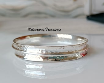 Hammered Bangle, Spinner Bangle, Handmade Bangle, 925 Sterling Silver, Gift For Love, Beautiful Bangle, Stylish Bangle, Gift For Mother.
