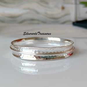 Hammered Bangle, Spinner Bangle, Handmade Bangle, 925 Sterling Silver, Gift For Love, Beautiful Bangle, Stylish Bangle, Gift For Mother.