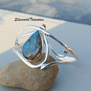 Treasure Bay Bracciale Rigido In Argento Sterling 925 Con Incisione Floreale - Larghezza 28mm, Regolabile - 3