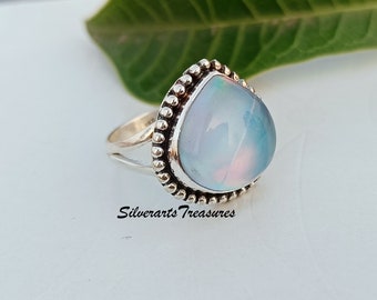 Handmade Blue Opal Ring: 925 Sterling Silver Gemstone Jewelry