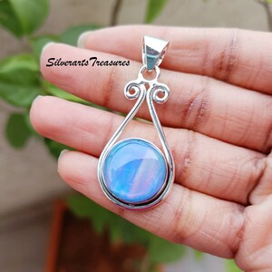 Sterling Silver Opal Pendant: Delicate Teardrop Necklace