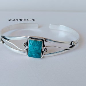 Handmade Shattuckite Bangle: 925 Sterling Silver Gemstone Jewelry