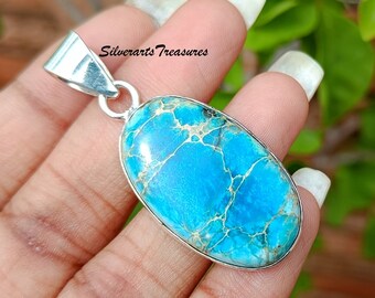 Ciondolo artigianale in turchese del Mojave: gioiello in argento sterling 925